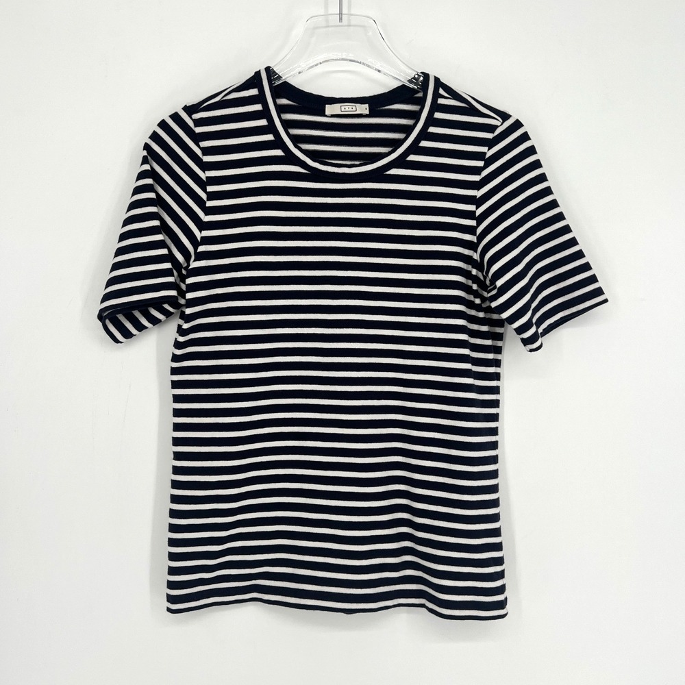 AYR The Matinee Tee T Shirt Top Womens XS‎ Blue Striped Classic Navy Blue